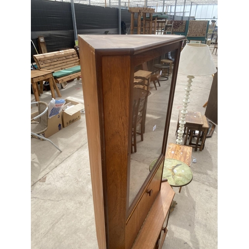 2906 - A RETRO TEAK 'TURNIDGE OF LONDON' CORNER CUPBOARD WITH GLAZED UPPER PORTION