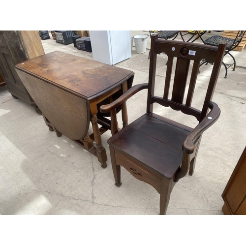 2907 - AN EDWARDIAN BEECH CHAIR COMMODE