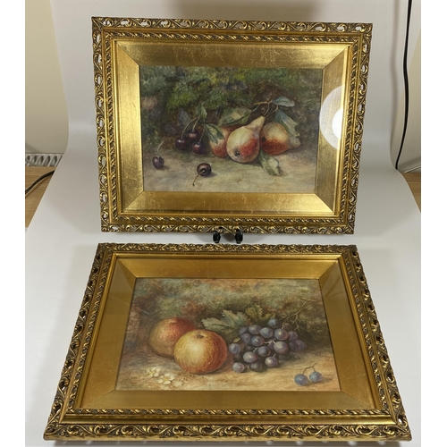 12 - A PAIR OF RAYMOND BEVINGTON, (ROYAL WORCESTER ARTIST), ORIGINAL WATERCOLOURS IN DECORATIVE GILT FRAM... 