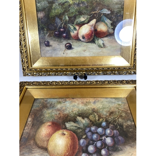 12 - A PAIR OF RAYMOND BEVINGTON, (ROYAL WORCESTER ARTIST), ORIGINAL WATERCOLOURS IN DECORATIVE GILT FRAM... 