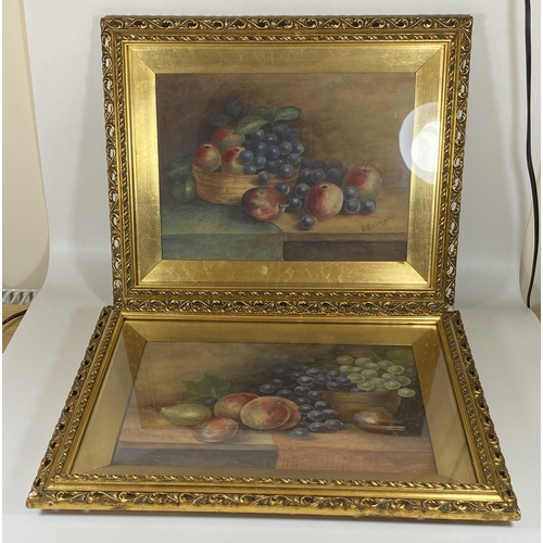 13 - A PAIR OF RAYMOND BEVINGTON, (ROYAL WORCESTER ARTIST), ORIGINAL WATERCOLOURS IN DECORATIVE GILT FRAM... 