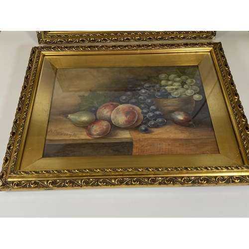 13 - A PAIR OF RAYMOND BEVINGTON, (ROYAL WORCESTER ARTIST), ORIGINAL WATERCOLOURS IN DECORATIVE GILT FRAM... 