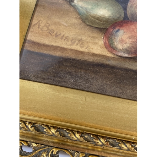 13 - A PAIR OF RAYMOND BEVINGTON, (ROYAL WORCESTER ARTIST), ORIGINAL WATERCOLOURS IN DECORATIVE GILT FRAM... 