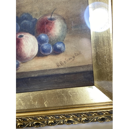 13 - A PAIR OF RAYMOND BEVINGTON, (ROYAL WORCESTER ARTIST), ORIGINAL WATERCOLOURS IN DECORATIVE GILT FRAM... 