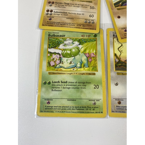 327 - A COLLECTION OF RARE 1999 POKEMON SHADOWLESS BASE SET CARDS, BULBASAUR, NIDORINO ETC