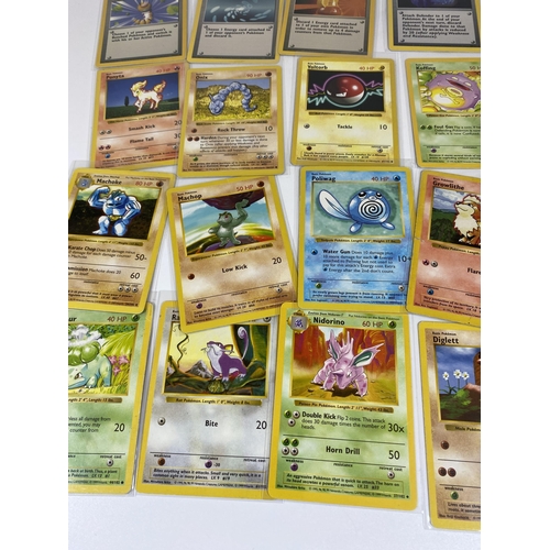 327 - A COLLECTION OF RARE 1999 POKEMON SHADOWLESS BASE SET CARDS, BULBASAUR, NIDORINO ETC