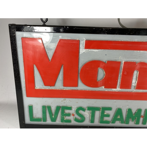 341 - AN ILLUMINATED SIGN - MAMOD LIVE STEAM MODELS 31 X 66 CM