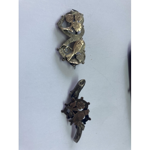 558 - TWO SILVER WWI PIN BROOCHES