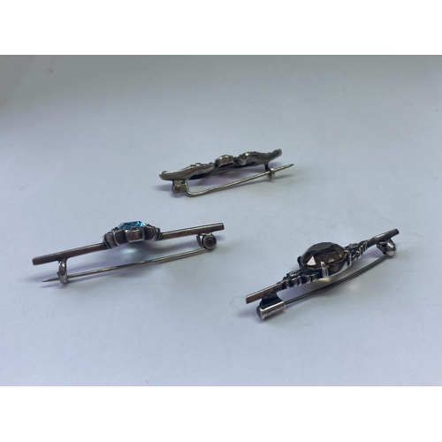 568 - THREE SILVER PIN BROOCHES