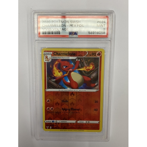 347 - A GRADED POKEMON CARD - 2020 REVERSE FOIL CHARMELEON VIVID VOLTAGE - PSA GRADE 9