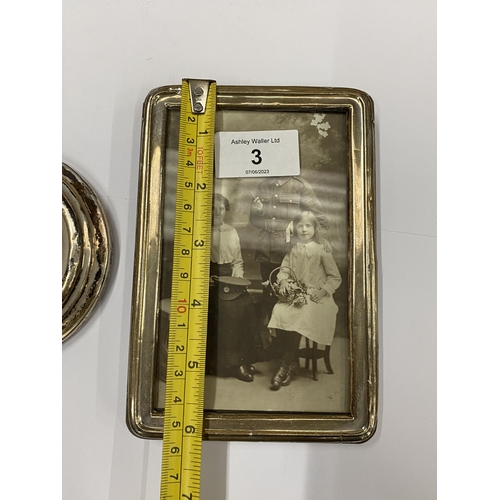 3 - TWO HALLMARKED SILVER PHOTO FRAMES, LARGEST 15.5 X 10 CM