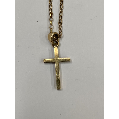 508 - A 9CT YELLOW GOLD NECKLACE WITH CROSS PENDANT, TOTAL WEIGHT 2.96G