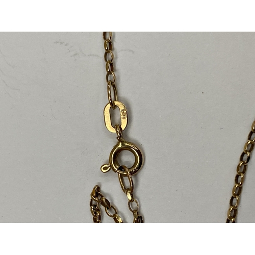 508 - A 9CT YELLOW GOLD NECKLACE WITH CROSS PENDANT, TOTAL WEIGHT 2.96G