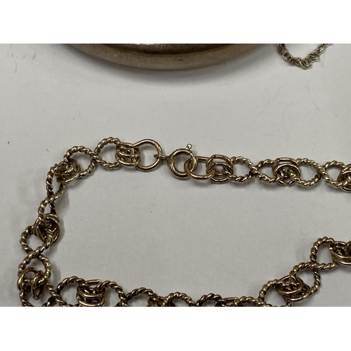 510 - TWO SILVER BRACELETS TO INCLUDE HALLMARKED CHILD'S BANGLE AND OTHER DECORATIVE EXAMPLE