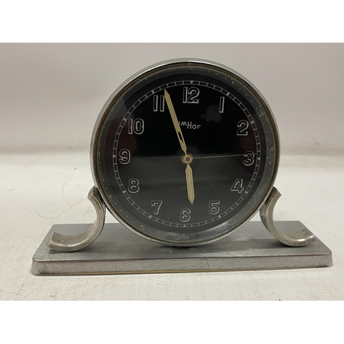 17 - AN ART DECO CHROME SWISS MANTLE CLOCK 'IMHOF'