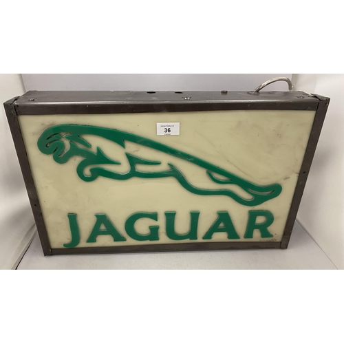 36 - A JAGUAR ILLUMINATED BOX SIGN, 32 X 51CM