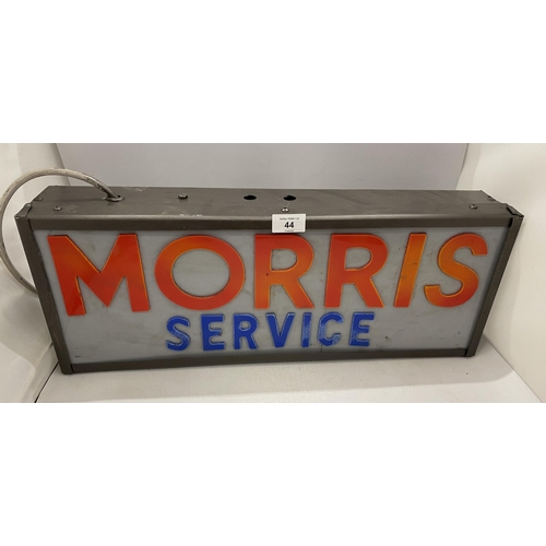 44 - A 'MORRIS SERVICE' ILLUMINATED BOX SIGN, 23 X 57CM