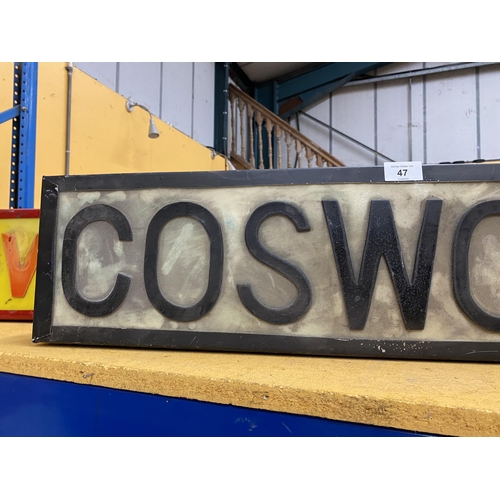 47 - A 'COSWORTH' ILLUMINATED BOX SIGN, 20 X 86.5CM