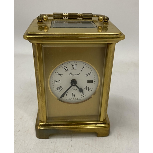 50 - A FRENCH BAYARD 8 DAY BRASS CASED CARRIAGE CLOCK, HEIGHT 11.5CM