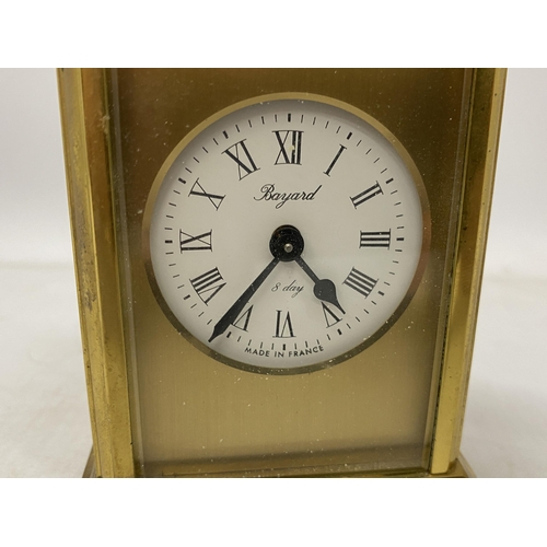 50 - A FRENCH BAYARD 8 DAY BRASS CASED CARRIAGE CLOCK, HEIGHT 11.5CM