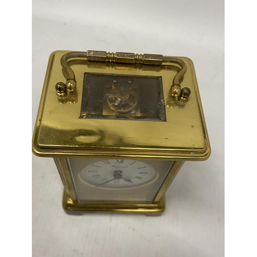 50 - A FRENCH BAYARD 8 DAY BRASS CASED CARRIAGE CLOCK, HEIGHT 11.5CM