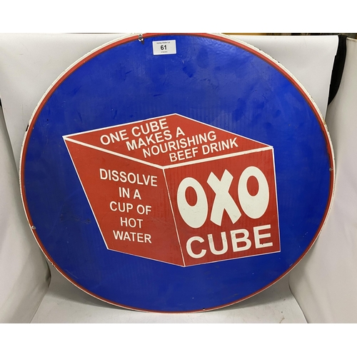 61 - A LARGE METAL OXO CUBE CIRCULAR SIGN, DIAMETER 61CM