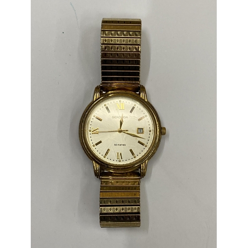 485 - A VINTAGE SEKONDA DATE WATCH, WORKING AT TIME OF CATALOGUING BUT NO WARRANTY GIVEN