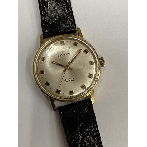 486 - A GENTS VINTAGE EXCALIBUR WATCH, WORKING AT TIME OF CATALOGUING BUT NO WARRANTY GIVEN