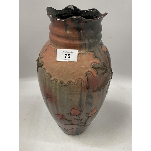 75 - A VINTAGE ELTON STUDIO WARE LARGE VASE, HEIGHT 33CM