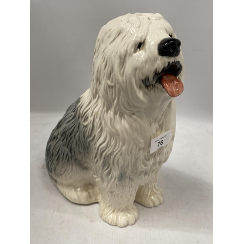 76 - A BESWICK 2232 DULUX SHEEPDOG FIRESIDE CERAMIC FIGURE, HEIGHT 30CM