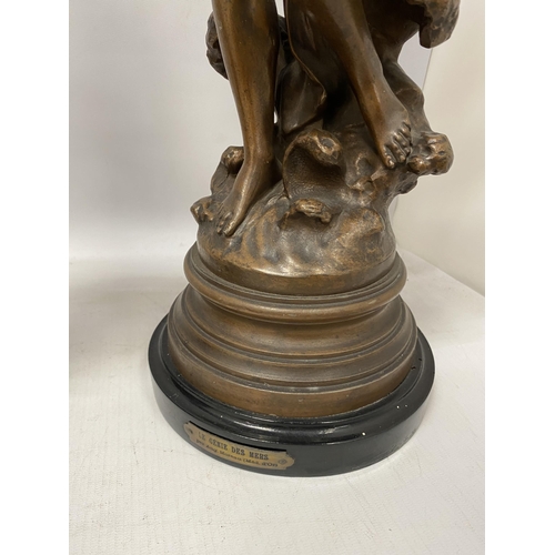 81 - A PAIR OF VINTAGE SPELTER CLASSIC FIGURES, HEIGHT 54CM