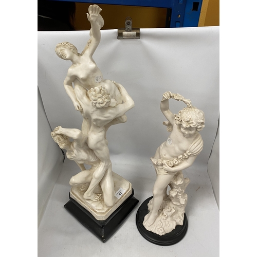 83 - TWO LARGE RESIN CLASSIC FIGURES, HEIGHT OF LARGEST 70CM