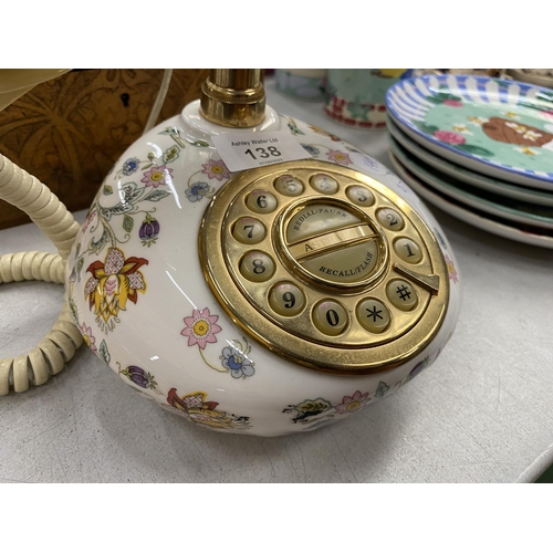 138 - A HADDON HALL CERAMIC TELEPHONE