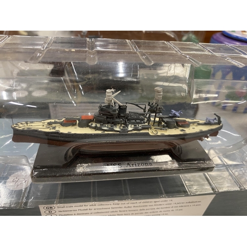 140 - TWO DEAGOSTINI MODELS OF SHIPS - USS ARIZONA AND USS HORNET