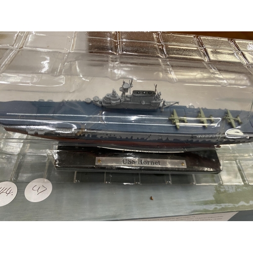 140 - TWO DEAGOSTINI MODELS OF SHIPS - USS ARIZONA AND USS HORNET