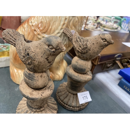 175 - A PAIR OF STONEWARE BIRD FIGURES HEIGHT 16.5CM