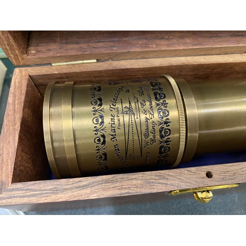 276 - A BOXED BRASS VINTAGE STYLE TELESCOPE 'VICTORIAN MARINE'