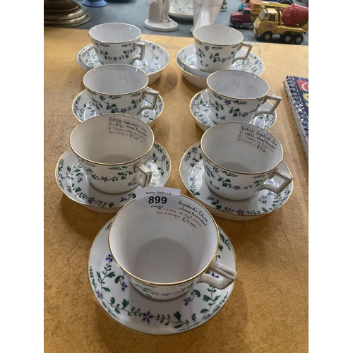 899 - TWO CIRCA 1891 SPODE COPELANDS CHINA TRIOS PLUS 5 CUPS AND SAUCERS - 3 A/F