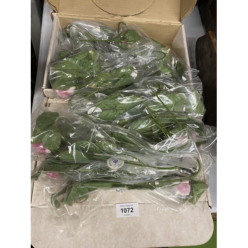 1072 - A BOX OF ASSORTED OF FLOWER DECORATIONS