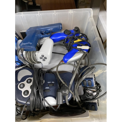 1073 - A GROUP OF RETRO GAMES, PLAYSTATION 1, STEERING WHEEL ETC