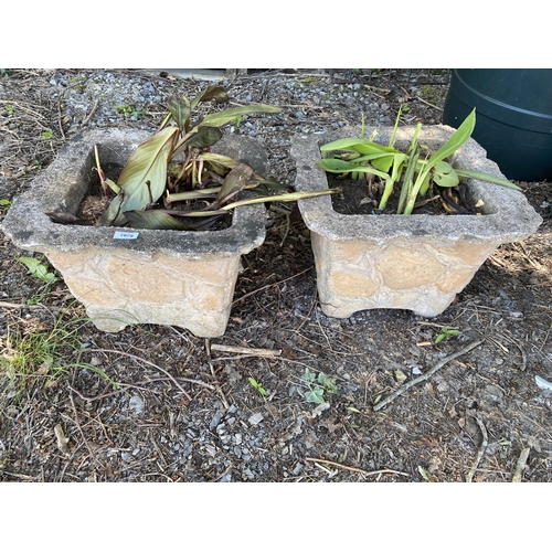 1978 - TWO RECONSTITUTED STONE GARDEN POTS