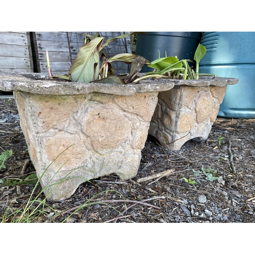 1978 - TWO RECONSTITUTED STONE GARDEN POTS