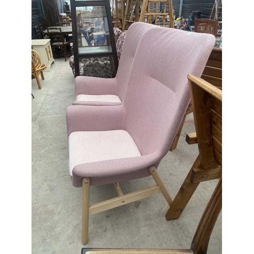 2877 - A PAIR OF 'IKEA BEDBO' HIGH BACK ARMCHAIRS