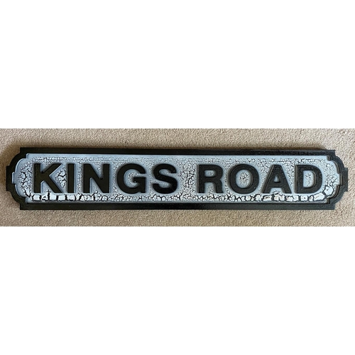 105 - A WOODEN KINGS ROAD PLATFORM SIGN, LENGTH 80CM