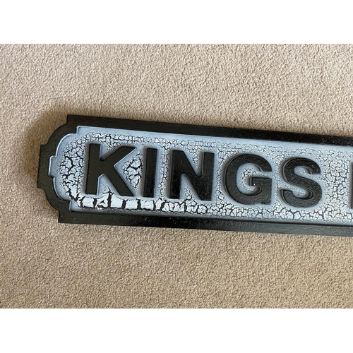 105 - A WOODEN KINGS ROAD PLATFORM SIGN, LENGTH 80CM