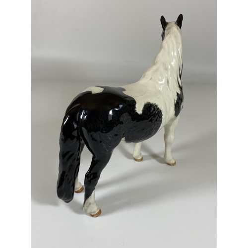 704 - A BESWICK PINTO PIEBALD 1373 GLOSS HORSE FIGURE, HEIGHT 16.5CM