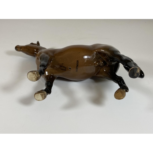 705 - A BESWICK DARTMOOR JENTYL 1642 BROWN GLOSS PONY FIGURE, HEIGHT 16.5CM