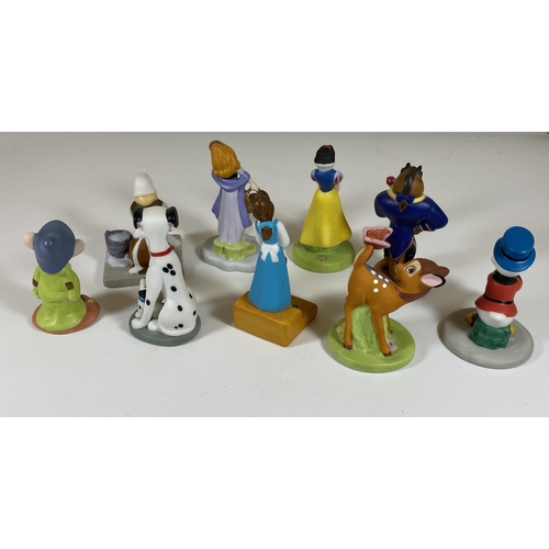 714 - 9 X VINTAGE DISNEY CERAMIC FIGURES, BEAST, BAMBI, CINDERELLA, SNOW WHITE, MADE IN SRI LANKA BACKSTAM... 