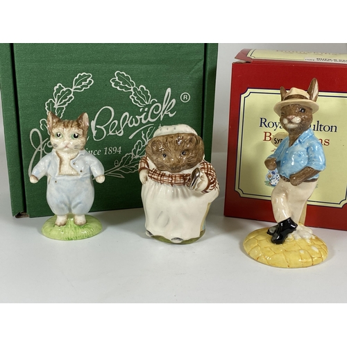 720 - A GROUP OF THREE BOXED FIGURES, DOULTON BUNNYKINS AND TWO GOLD BACKSTAMP BESWICK BEATRIX POTTER FIGU... 