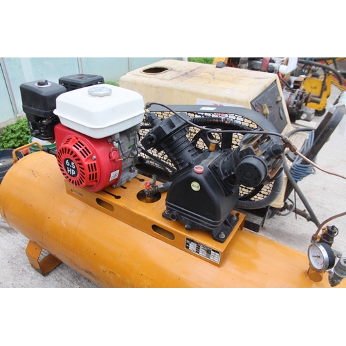 112 - A HEAVY DUTY MY2065QB AIR COMPRESSOR WITH 6.5HP  HONDA PULL START PETROL ENGINE NO VAT